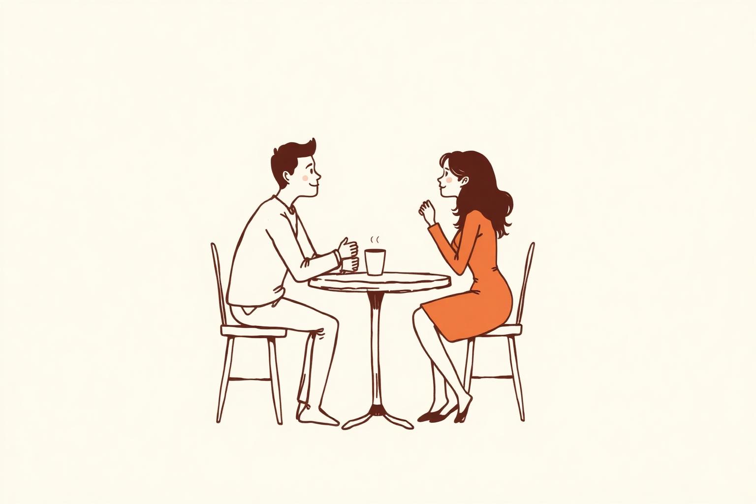 Two people having an honest conversation across a small table