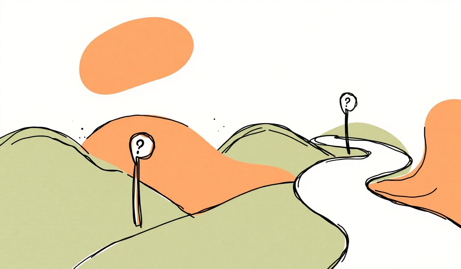 An organic path through hills representing the discovery journey